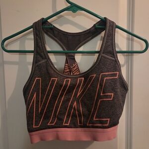 Nike Pro Women Classic Padded Sports Training Bra Heather Grey Pink  M